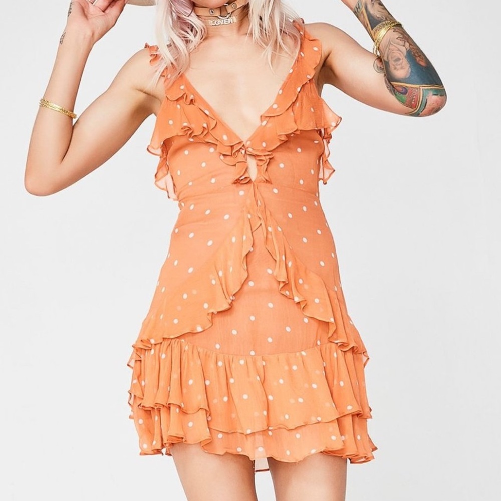 NEW FOR LOVE & LEMONS ANALISA RUFFLE TANK DRESS SIZE M